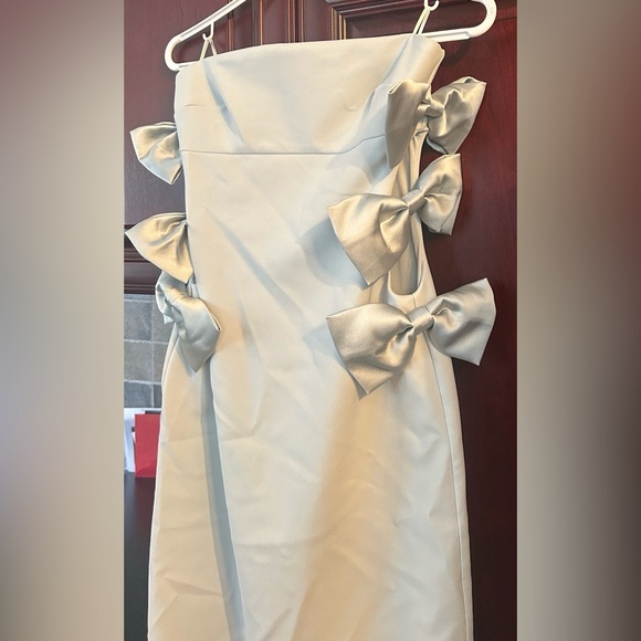 ZARA Fitted Midi Dress With Satin Bows Sea Green size extra small - Picture 13 of 16